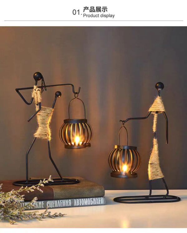Creative iron hemp rope candle holder